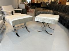 Pair of Chromed Steel Velvet Ottomans - 3988260