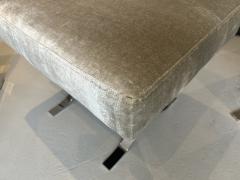 Pair of Chromed Steel Velvet Ottomans - 3988269