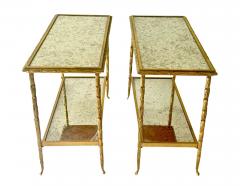 Pair of Circa 1940 Bagues Palmier Bronze Dore Side Tables - 3587045