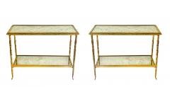 Pair of Circa 1940 Bagues Palmier Bronze Dore Side Tables - 3587046