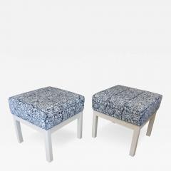 Pair of Classic Low Stools in Hand Block Printed Fabric by Ralph Lauren - 3137260