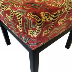 Pair of Classic Square Low Stools in Clarence House Tibet Dragon - 2969759