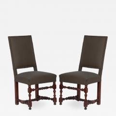 Pair of Classic Turned Wood Louis XIII Style Side Chairs - 974893