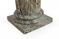 Pair of Classical Solid Marble Stop Fluted Columns Pedestals - 4548420