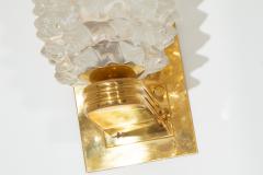Pair of Clear Murano Textured Glass and Brass Wall Lights in stock - 4382929