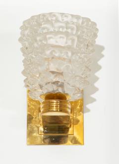 Pair of Clear Murano Textured Glass and Brass Wall Lights in stock - 4382930