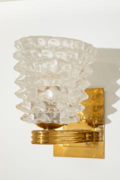 Pair of Clear Murano Textured Glass and Brass Wall Lights in stock - 4382931