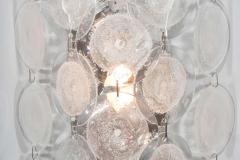 Pair of Clear Pulegoso Murano Glass Disc Sconces - 3121296