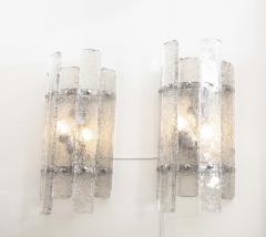 Pair of Clear Textured Murano Glass and Nickel Sconces Italy 2022 - 2778470