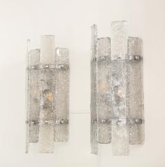 Pair of Clear Textured Murano Glass and Nickel Sconces Italy 2022 - 2778484