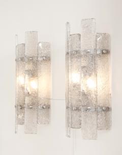 Pair of Clear Textured Murano Glass and Nickel Sconces Italy 2022 - 2778487