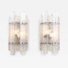 Pair of Clear Textured Murano Glass and Nickel Sconces Italy 2022 - 2784250