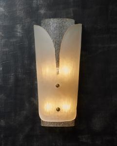 Pair of Clear and Frosted Textured Murano Glass Wall Sconces - 2999650