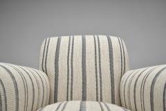 Pair of Club Chairs with Striped Upholstery Europe Mid 20th Century - 4440731
