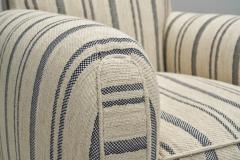 Pair of Club Chairs with Striped Upholstery Europe Mid 20th Century - 4440733
