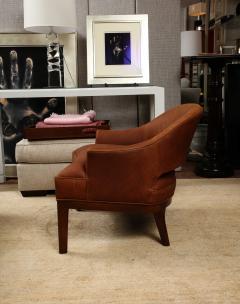 Pair of Cognac Leather Lounge Chairs - 3466622