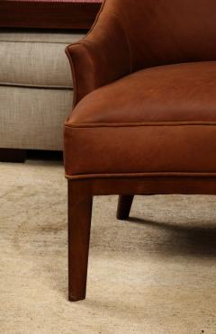 Pair of Cognac Leather Lounge Chairs - 3466623