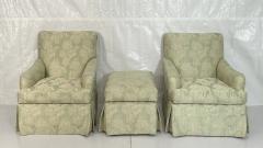 Pair of Colefax Swivel Lounge Chairs Ottoman Made in the USA by Pearson - 4711989