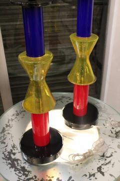 Pair of Colored Murano Glass Table Lamps Menphis style  - 1057830