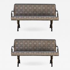 Pair of Comfortable French Art Nouveau Industrial Wrought Iron Benches - 954483