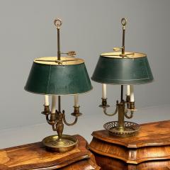 Pair of Compatible Bronze Bouillotte Table Desk Lamps Tole - 3395467