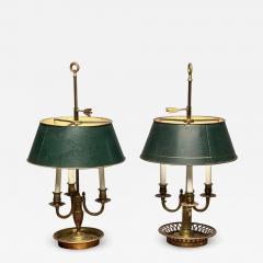 Pair of Compatible Bronze Bouillotte Table Desk Lamps Tole - 3408139