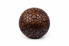 Pair of Contemporary American Carved Wood Sphere Sculptures - 4195207