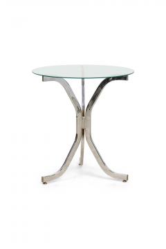 Pair of Contemporary American Chrome Plated Metal Tripod Form End Tables - 4658210