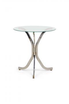 Pair of Contemporary American Chrome Plated Metal Tripod Form End Tables - 4658212