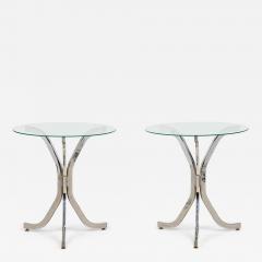 Pair of Contemporary American Chrome Plated Metal Tripod Form End Tables - 4708927