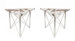 Pair of Contemporary American Tubular Chrome Base Side End Tables - 725996