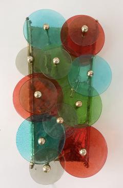 Pair of Contemporary Brass Sconces Water Lily Murano Glass Italy - 2876785