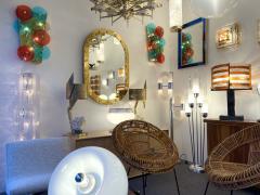 Pair of Contemporary Brass Sconces Water Lily Murano Glass Italy - 2876786