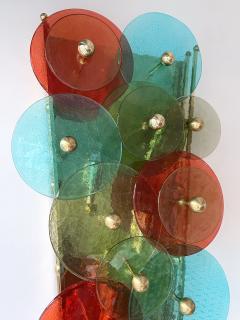 Pair of Contemporary Brass Sconces Water Lily Murano Glass Italy - 2876789