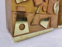 Pair of Contemporary Chest of Drawers in Wood and Brass - 2663805