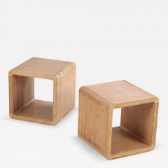 Pair of Contemporary Cube Tables in Cerused Oak C 1990 - 4740313