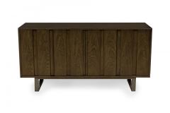 Pair of Contemporary Dark Wood Veneer Three Compartment Sideboards - 4652606