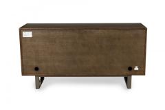 Pair of Contemporary Dark Wood Veneer Three Compartment Sideboards - 4652610