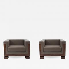 Pair of Contemporary Extra Large Custom Cube Shaped Armchairs - 892254