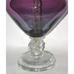 Pair of Contemporary Italian Purple Murano Glass Lamps with Ice Accents - 334193