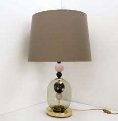Pair of Contemporary Italian Table Lamps in Smoked Pink Black Glass - 2769659