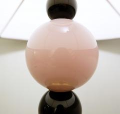 Pair of Contemporary Italian Table Lamps in Smoked Pink Black Glass - 2769660