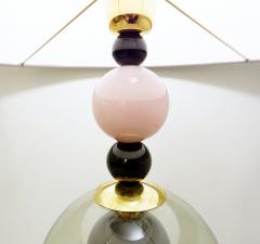 Pair of Contemporary Italian Table Lamps in Smoked Pink Black Glass - 2769661