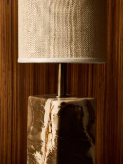 Pair of Contemporary Marble Table Lamps with Sculptural Rectangular Bases - 4693206