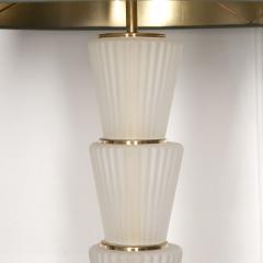 Pair of Contemporary Modern Murano Glass Table Lamps with Green Shades - 2986313