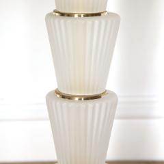 Pair of Contemporary Modern Murano Glass Table Lamps with Green Shades - 2986315