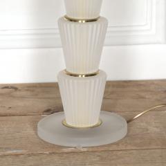 Pair of Contemporary Modern Murano Glass Table Lamps with Green Shades - 2986316