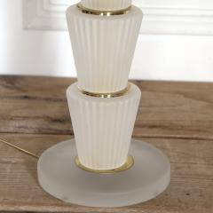 Pair of Contemporary Modern Murano Glass Table Lamps with Green Shades - 2986317
