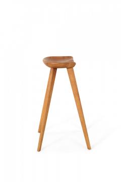 Pair of Contemporary Pine Wood Tractor Seat Style Bar Stools - 4172364