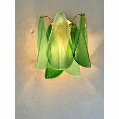 Pair of Contemporary Sanded Green Light and Dark Rondini Murano Wall Sconces - 4754891